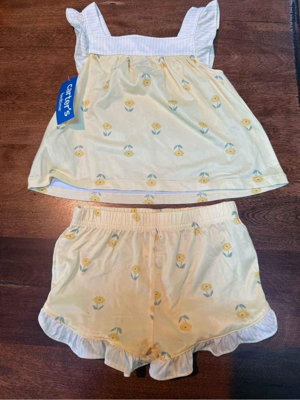 Yellow Floral Ruffle Tank & Shorts Set - Carters